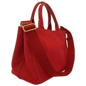 Prada Canvas Canapa 2way Tote Red Bag